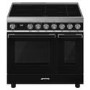 Smeg Portofino 90cm Induction Twin Oven Range Cooker - Black