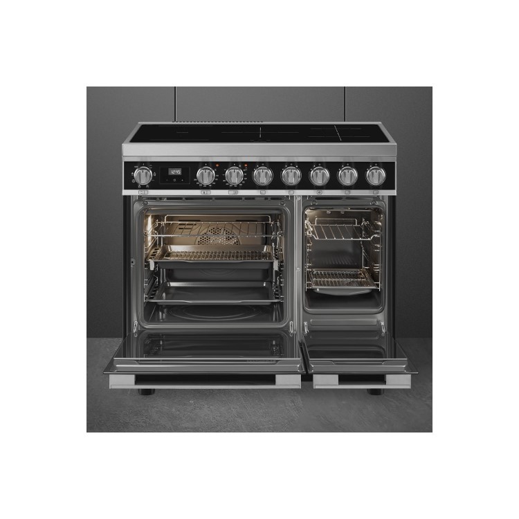 Smeg Portofino 90cm Induction Twin Oven Range Cooker - Black