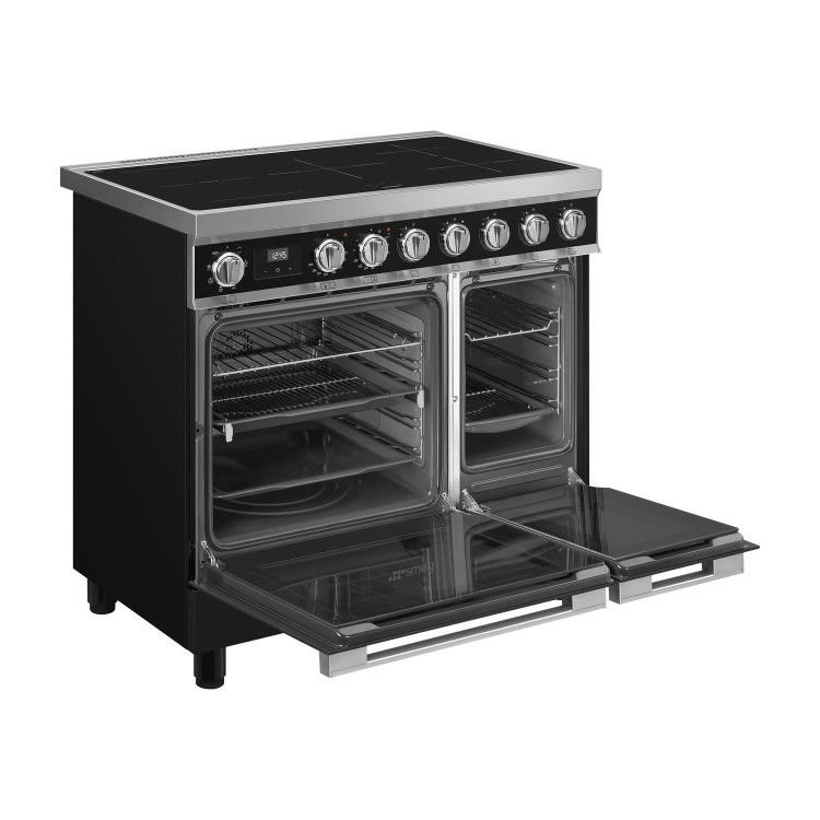 Smeg Portofino 90cm Induction Twin Oven Range Cooker - Black