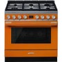 Smeg Portofino 90cm Pyrolytic Dual Fuel Range Cooker - Orange