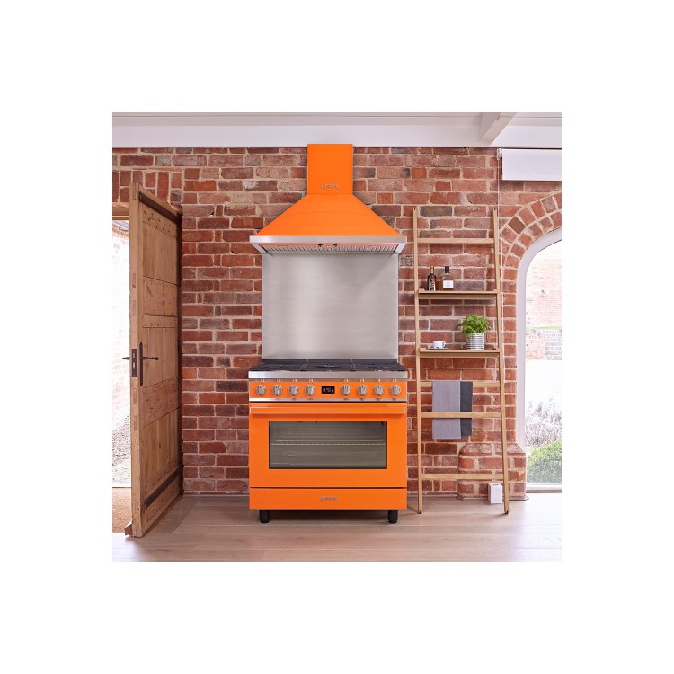 Smeg Portofino 90cm Pyrolytic Dual Fuel Range Cooker - Orange