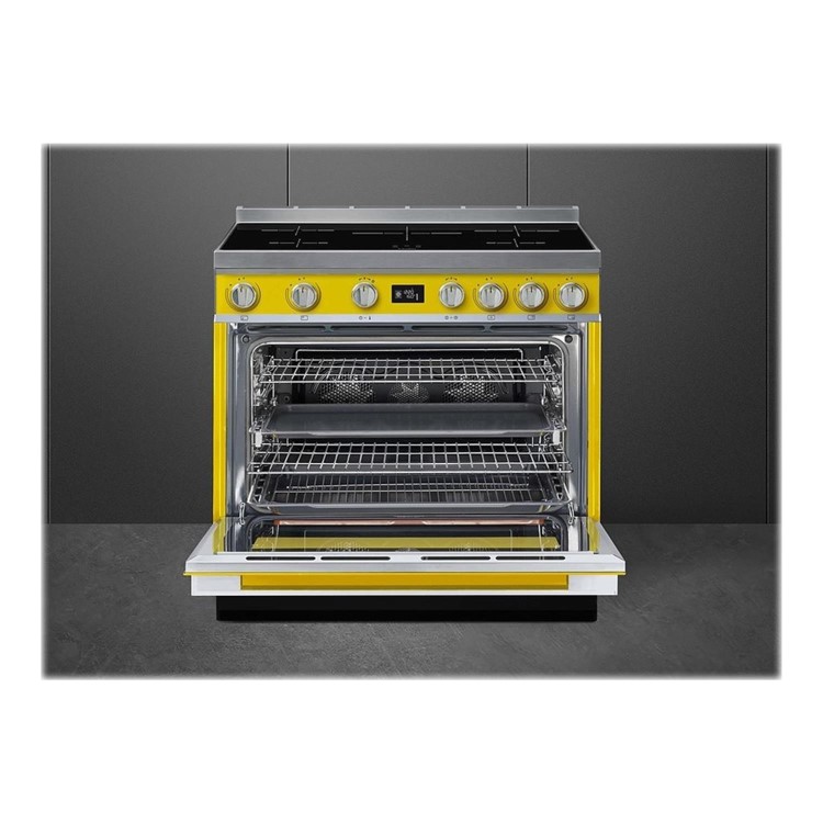 Smeg Portofino 90cm Pyrolytic Dual Fuel Range Cooker - Yellow