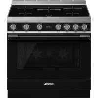 Smeg Portofino 90cm Pyrolytic Induction Range Cooker - Black