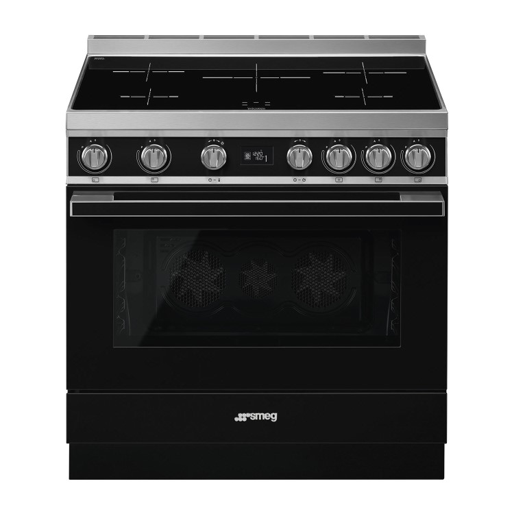 Smeg Portofino 90cm Pyrolytic Induction Range Cooker - Black