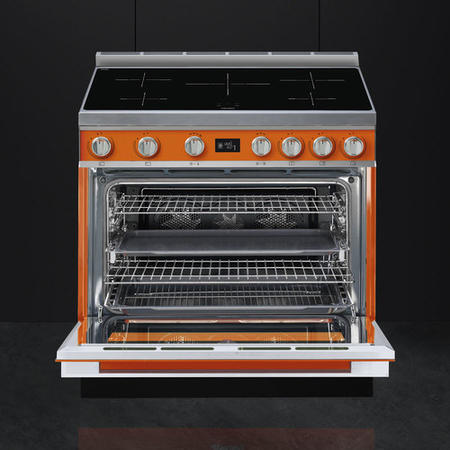 Smeg Portofino 90cm Pyrolytic Induction Range Cooker - Orange