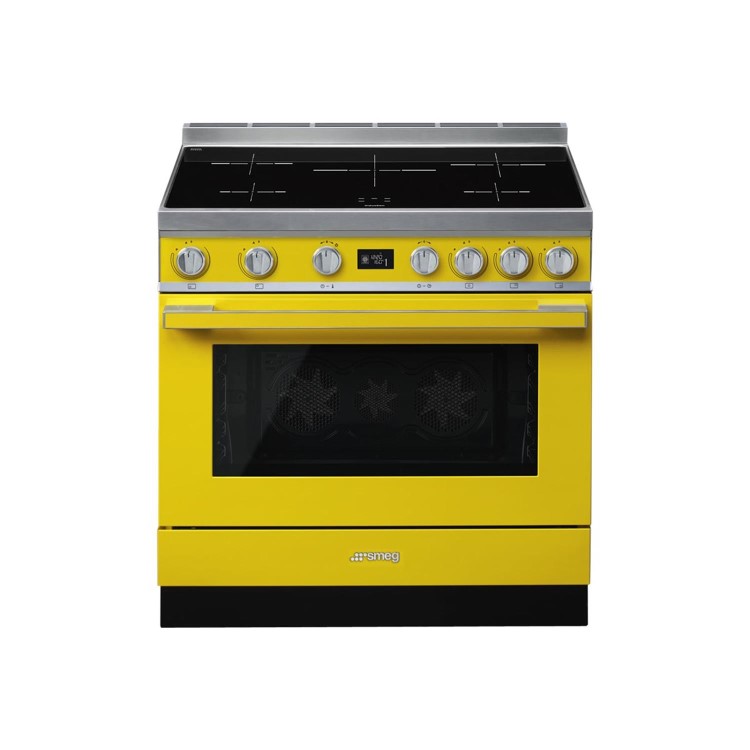 Smeg Portofino 90cm Pyrolytic Induction Range Cooker - Yellow