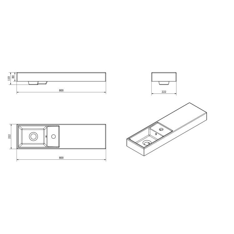 GRADE A1 - Wall Mount Sink - 1 Tap Hole