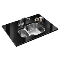 Franke CPX160PDP Compact Undermount Reversible 1.5 Bowl Stainless Steel Sink and Tap Designer Pack