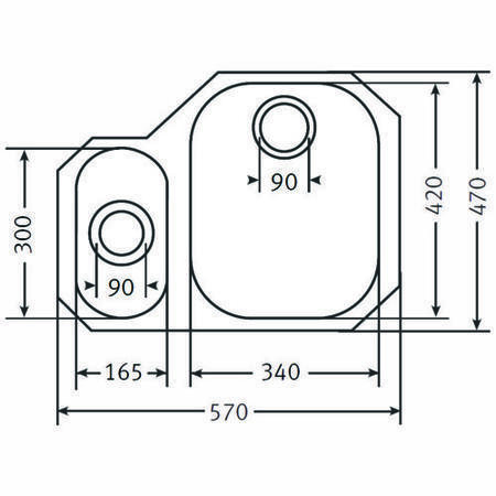 Franke CPX160R Compact Undermount Stainless Steel Sink with Right Half Bowl