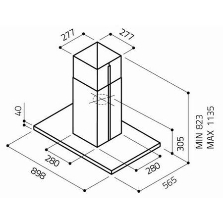 Elica CRETE_ISLAND Crete Decorative Touch Control 90cm Island Hood in Stainless Steel