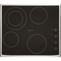 GRADE A1 - As new but box opened - Hotpoint CRM641DX 60cm Ceramic Hob with Stainless Steel Frame in Black