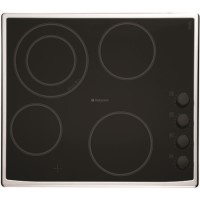 Hotpoint CRM641DX 60cm Ceramic Hob with Stainless Steel Frame in Black