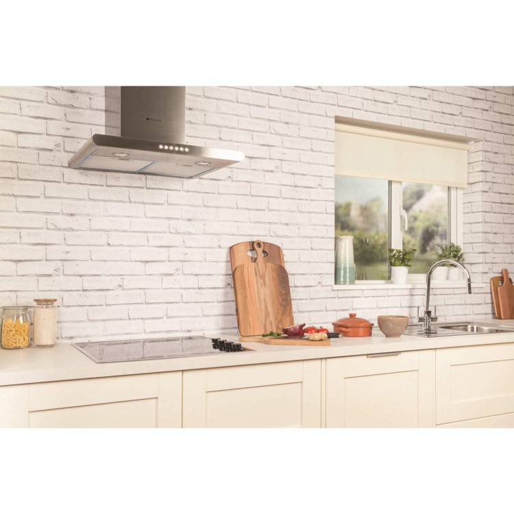 GRADE A1 - As new but box opened - Hotpoint CRM641DX 60cm Ceramic Hob with Stainless Steel Frame in Black