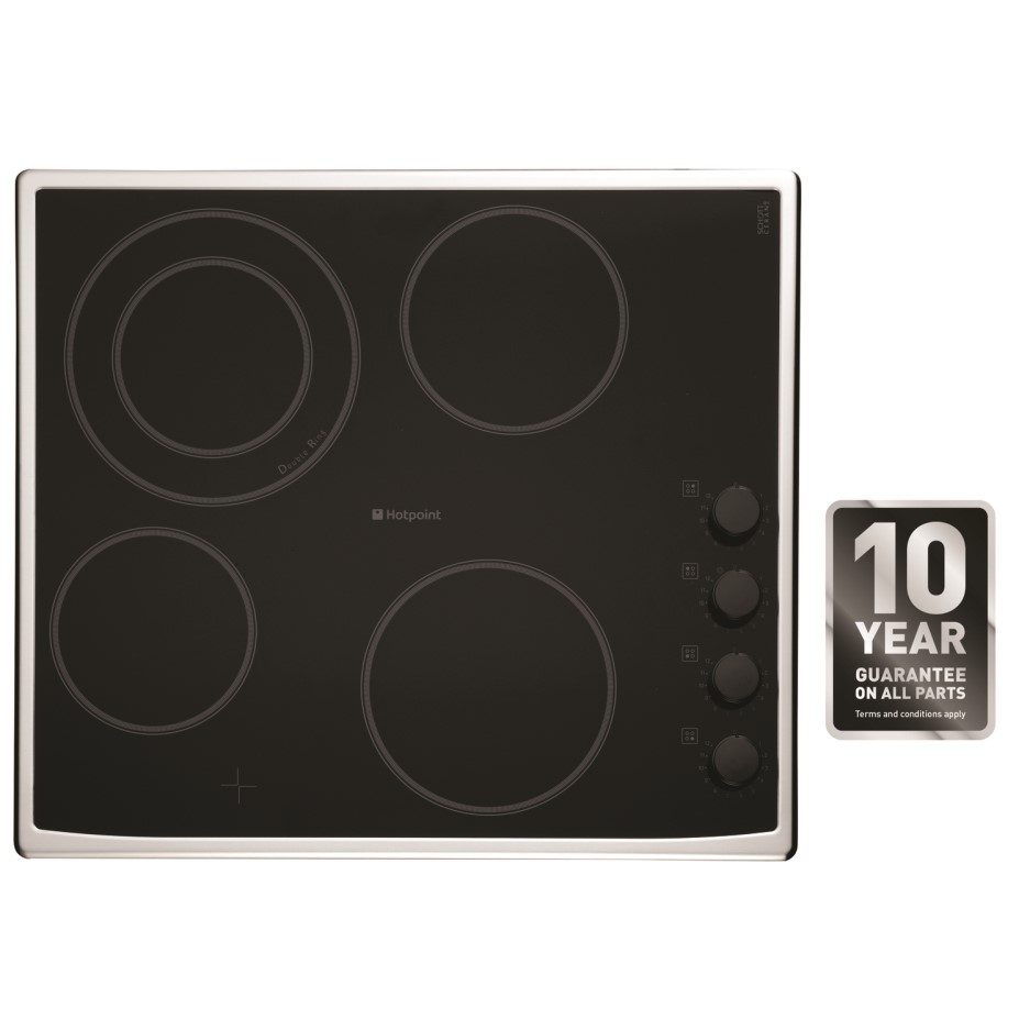 Hotpoint CRM641DX 60cm Ceramic Hob with Stainless Steel Frame in Black