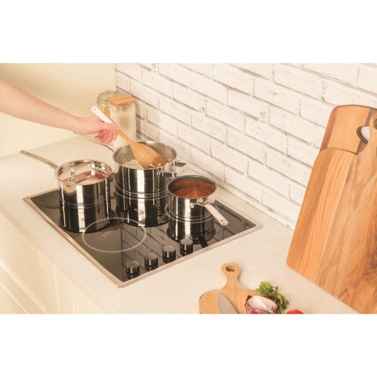 GRADE A1 - As new but box opened - Hotpoint CRM641DX 60cm Ceramic Hob with Stainless Steel Frame in Black