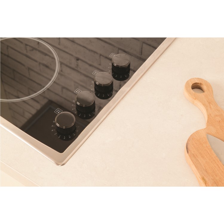 Hotpoint CRM641DX 60cm Ceramic Hob with Stainless Steel Frame in Black