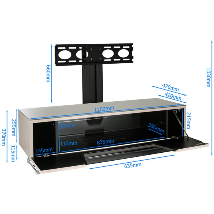 Alphason CRO2-1200BKT-WH Chromium 2 TV Cabinet with Bracket for up to 50" TVs - White 
