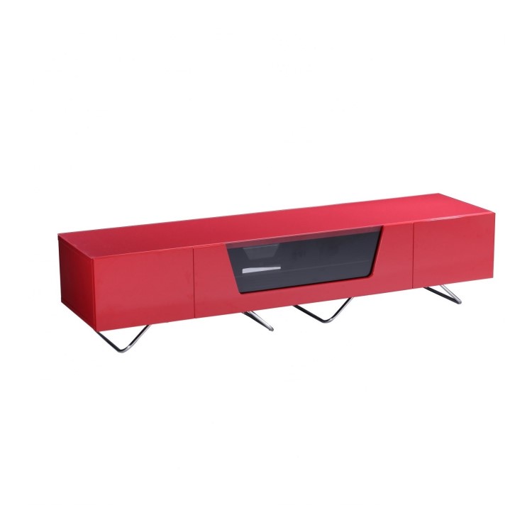 Alphason Chromium High Gloss TV Unit in Red With Glass Infra Red Friendly Door