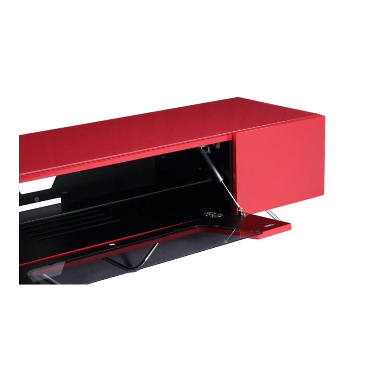 Alphason Chromium High Gloss TV Unit in Red With Glass Infra Red Friendly Door