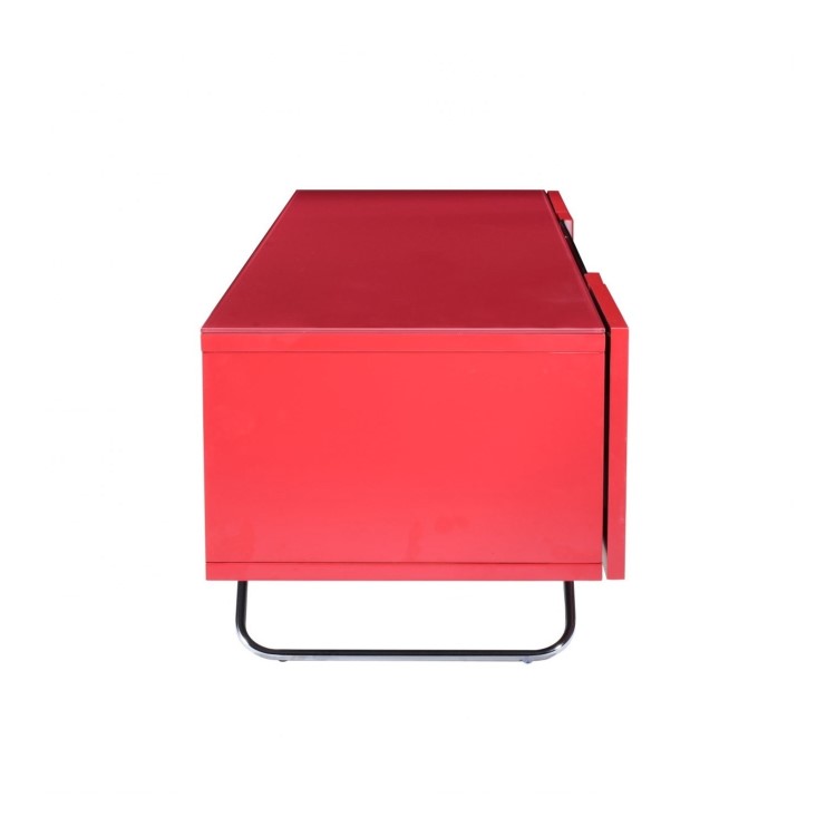 Alphason Chromium High Gloss TV Unit in Red With Glass Infra Red Friendly Door