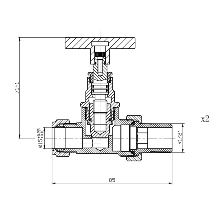 Bronze Cross Head Traditional Straight Radiator Valves
