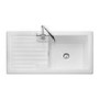 Single Bowl Inset White Ceramic Kitchen Sink with Reversible Drainer - Rangemaster Rustic