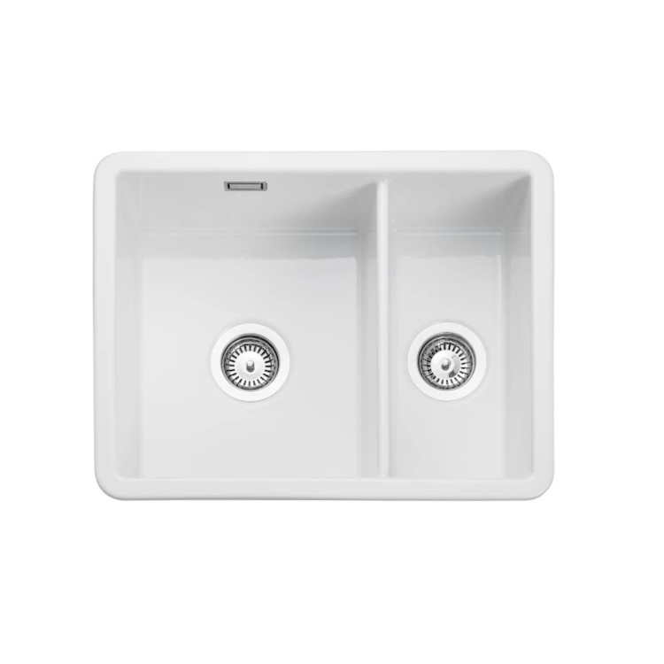 GRADE A1 - Rangemaster Rustiqe 1.5 Bowl Undermount White Ceramic Kitchen Sink