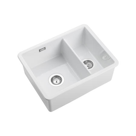 GRADE A1 - Rangemaster Rustiqe 1.5 Bowl Undermount White Ceramic Kitchen Sink