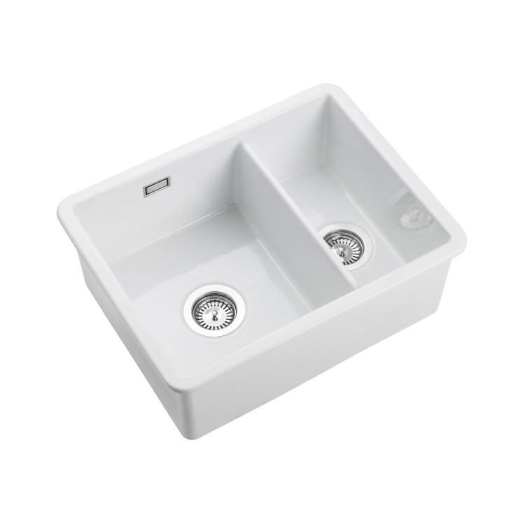 Rangemaster Rustiqe 1.5 Bowl Undermount White Ceramic Kitchen Sink