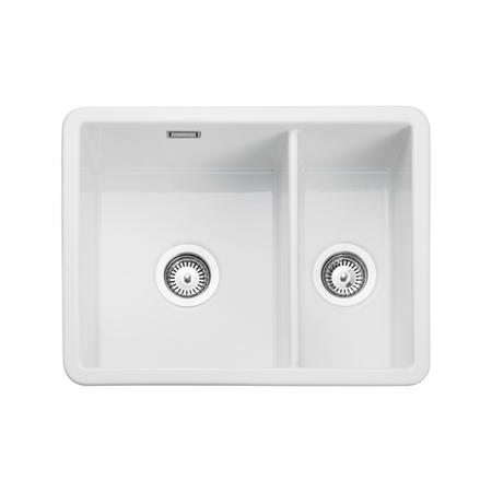 GRADE A1 - Rangemaster Rustiqe 1.5 Bowl Undermount White Ceramic Kitchen Sink