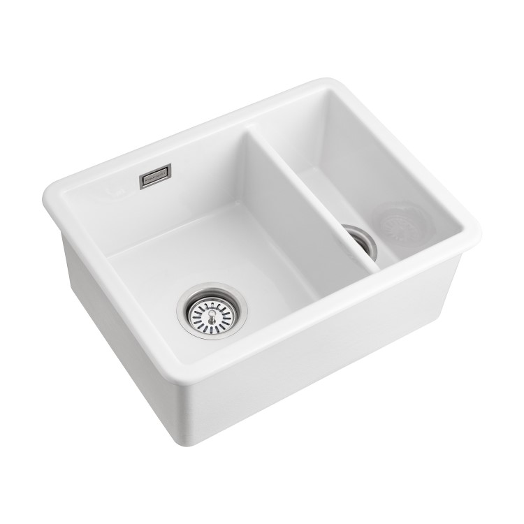 Rangemaster Rustique 1.5 Bowl Inset / Undermount White Ceramic Kitchen Sink