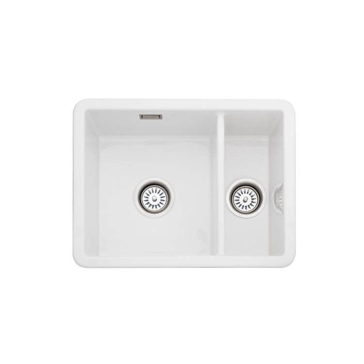 Rangemaster Rustique 1.5 Bowl Inset / Undermount White Ceramic Kitchen Sink
