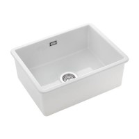 Rangemaster Rustique Single Bowl Inset / Undermount White Ceramic Kitchen Sink