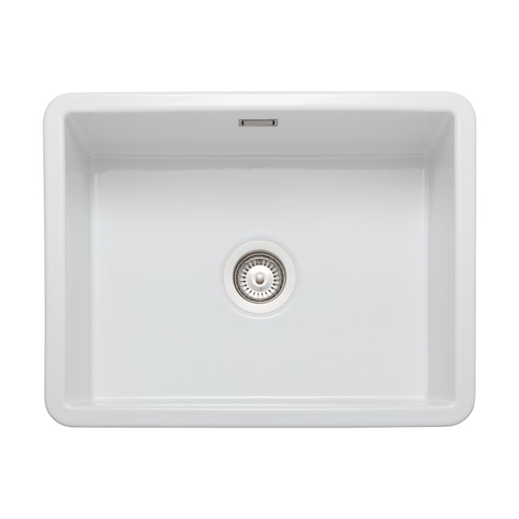 Rangemaster Rustique Single Bowl Inset / Undermount White Ceramic Kitchen Sink