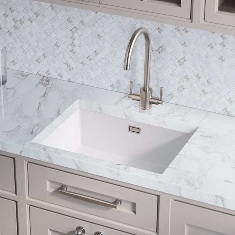 Rangemaster Rustique Single Bowl Inset / Undermount White Ceramic Kitchen Sink