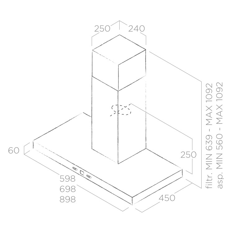 GRADE A3 - Elica CRUISE-60 Cruise 60cm Box Design Chimney Cooker Hood - Stainless Steel