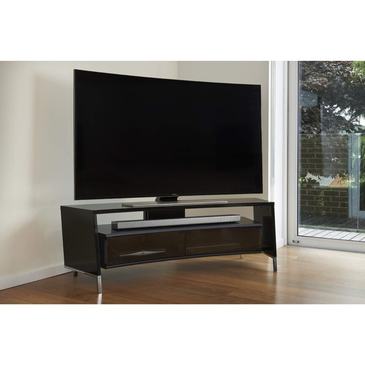 Off The Wall Curved 1500 Black TV Cabinet - Up to 65 Inch