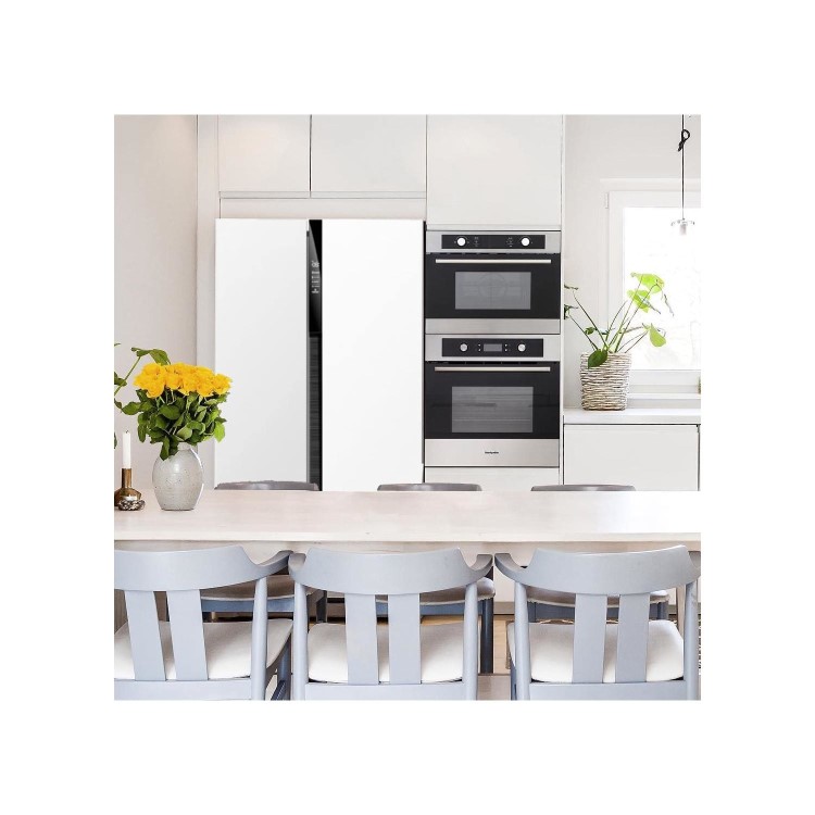 GRADE A3 - Montpellier M510BW Side-by-side American Fridge Freezer - White