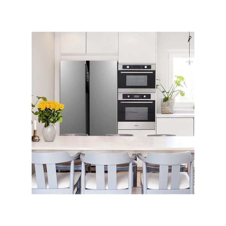 GRADE A2 - Montpellier CSBYS500BX 510 Litre American Style Fridge Freezer Frost Free 2 Door 90cm Wide - Inox