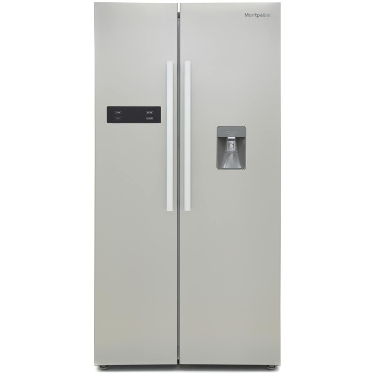 Montpellier CSBYS600DS 510 Litre American Style Fridge Freezer Water Dispenser 2 Door 90cm Wide - Silver