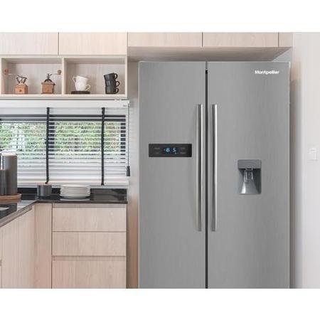 Montpellier CSBYS600DS 510 Litre American Style Fridge Freezer Water Dispenser 2 Door 90cm Wide - Silver