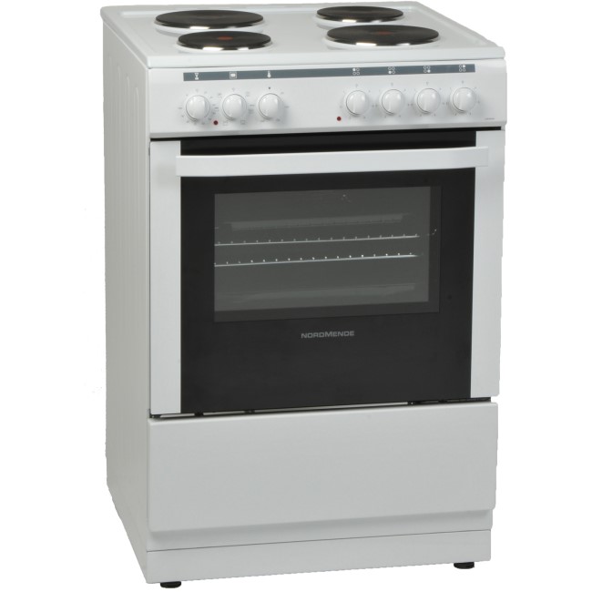 NordMende CSE63WH  60cm Single Oven Electric Cooker With Solid Plate Hob - White