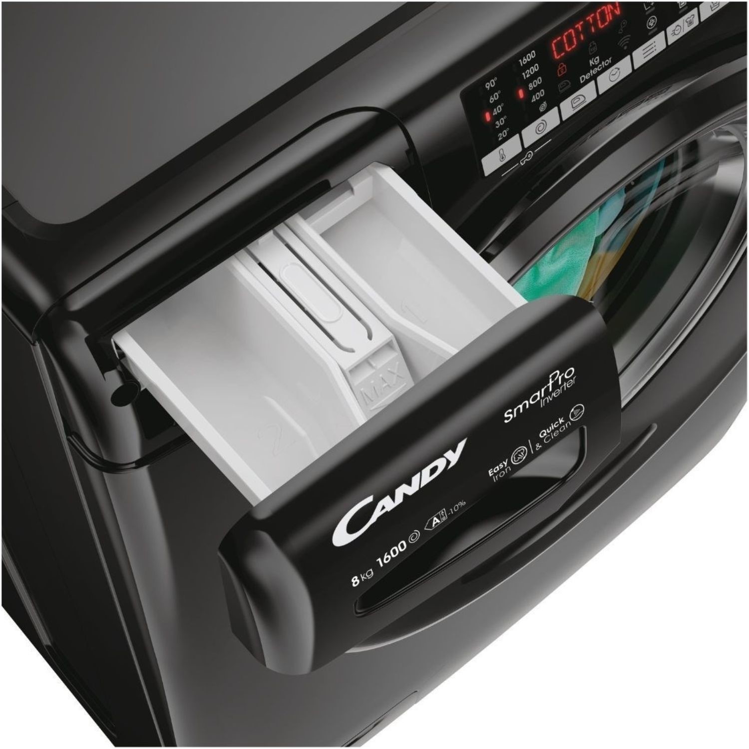 Candy Smart Pro 8kg 1600rpm Washing Machine - Black CSO686TWMBB6-80 ...