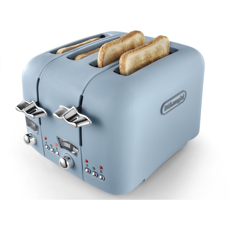 Delonghi CT04.AZ Argento Flora Four Slice Toaster - Blue