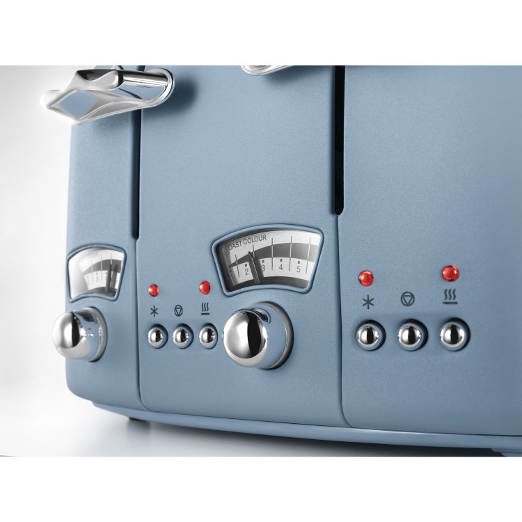 Delonghi CT04.AZ Argento Flora Four Slice Toaster - Blue