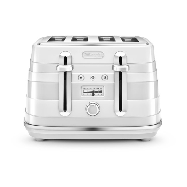 Delonghi CTA4003.W Avvolta Four Slice Toaster White Appliances Direct