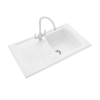 Single Bowl Inset White Ceramic Kitchen Sink with Reversible Drainer - Rangemaster Tenby