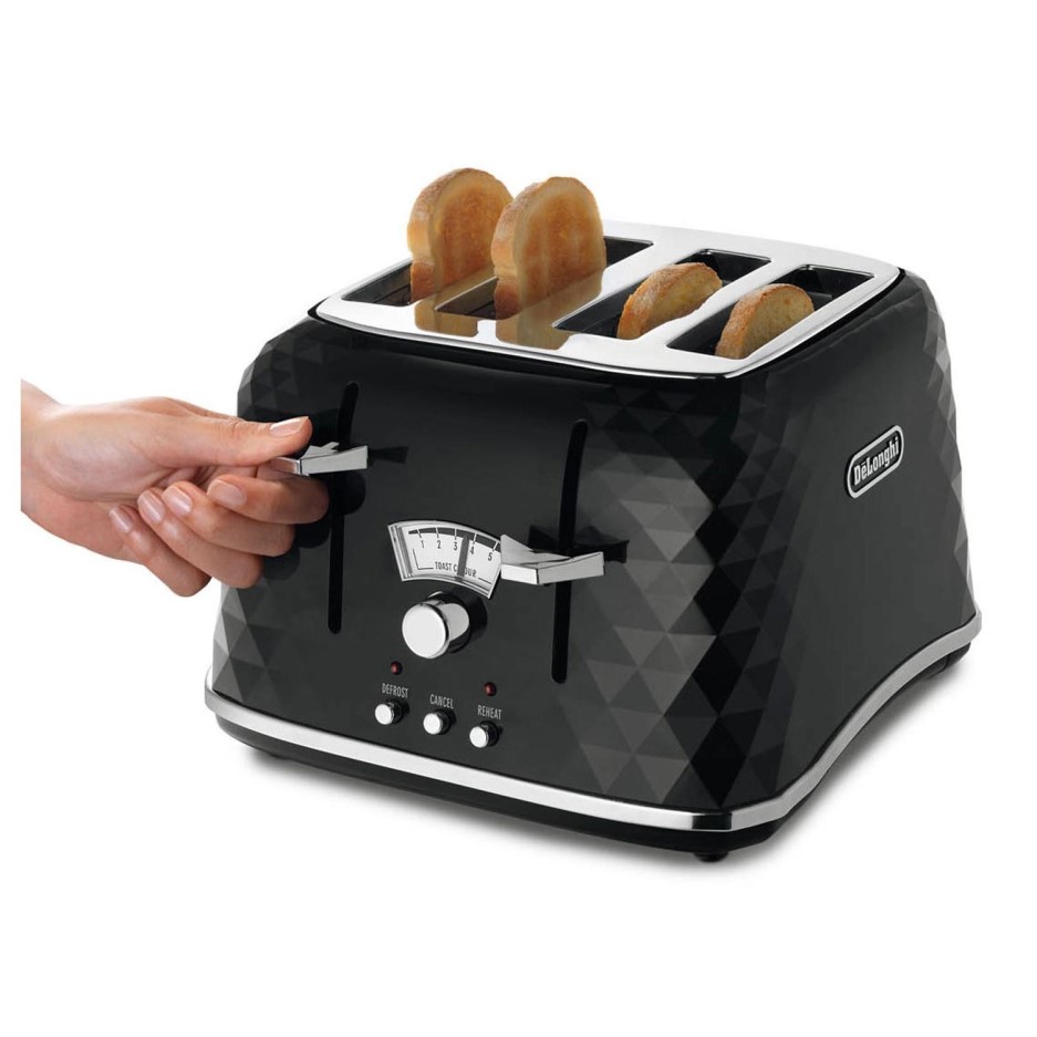 Delonghi CTJ4003.BK Brillante 4 Slice Toaster Black Appliances Direct