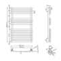 GRADE A2 - Segrino Straight Heated Towel Rail with Flat Profile Rails - 800 x 500mm