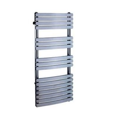 Curved Chrome Bathroom Towel Radiator with Flat Rails - 1200 x 500mm